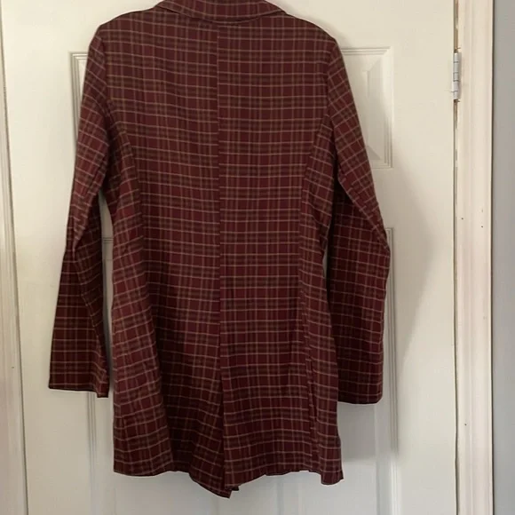 Women’s Maroon Plaid Double-Breasted Blazer Romper - Picture 2 of 10